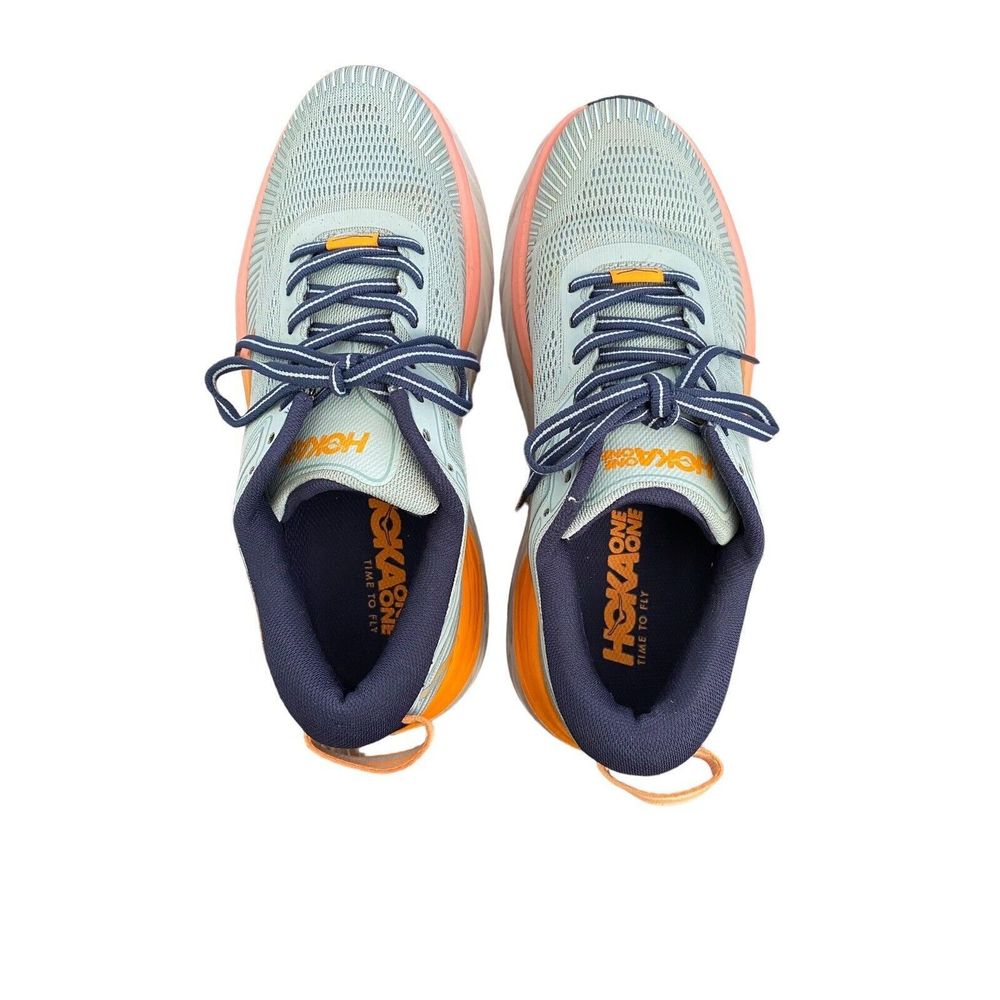 Hoka One One Womens 8.5 Bondi 7 Running Walking Cushion Comfy Workout Blue Shoes - Picture 5 of 13